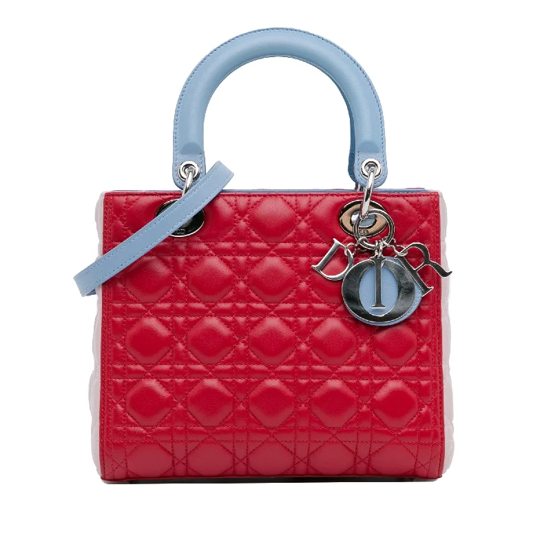 Yves Saint Laurent Rockstud bags for eveningRed Dior Medium Tricolor Lambskin Cannage Lady Dior Satchel