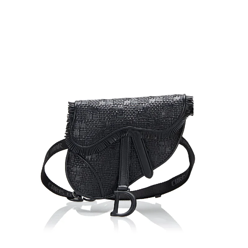 Yves Saint Laurent small bags for evening wearBlack Dior Ultra Matte Woven Saddle Belt Bag