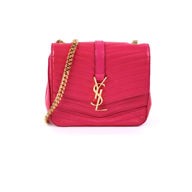 Yves Saint Laurent handbags with quilted leatherSaint Laurent Small Sulpice Chevron Pink Crossbody Bag