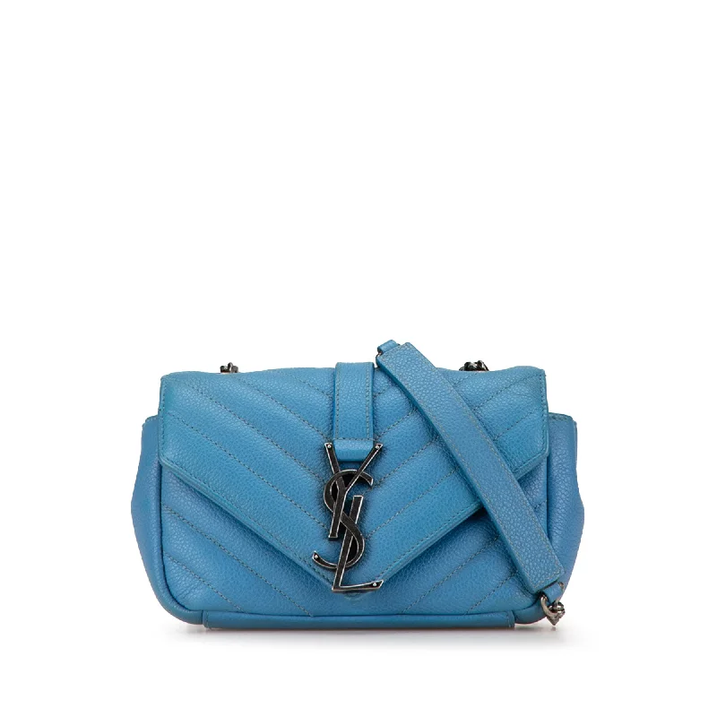 Yves Saint Laurent bags for formal occasionsBlue Saint Laurent Baby Grained Calfskin Monogram Classic Chain Bag