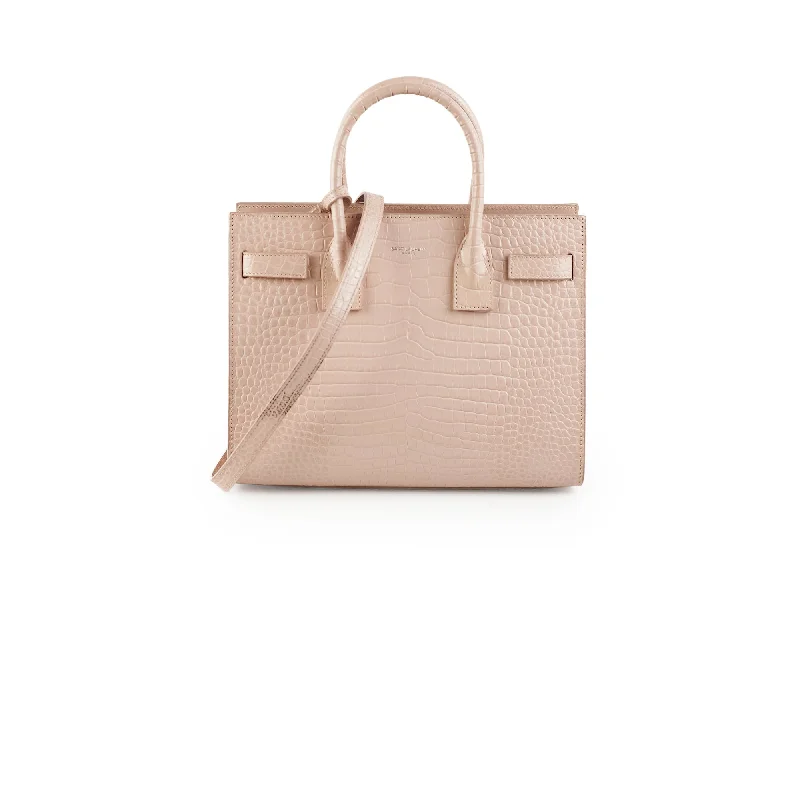 Yves Saint Laurent bags for formal occasionsSaint Laurent Croc Embossed Sac De Jour Blush Pink