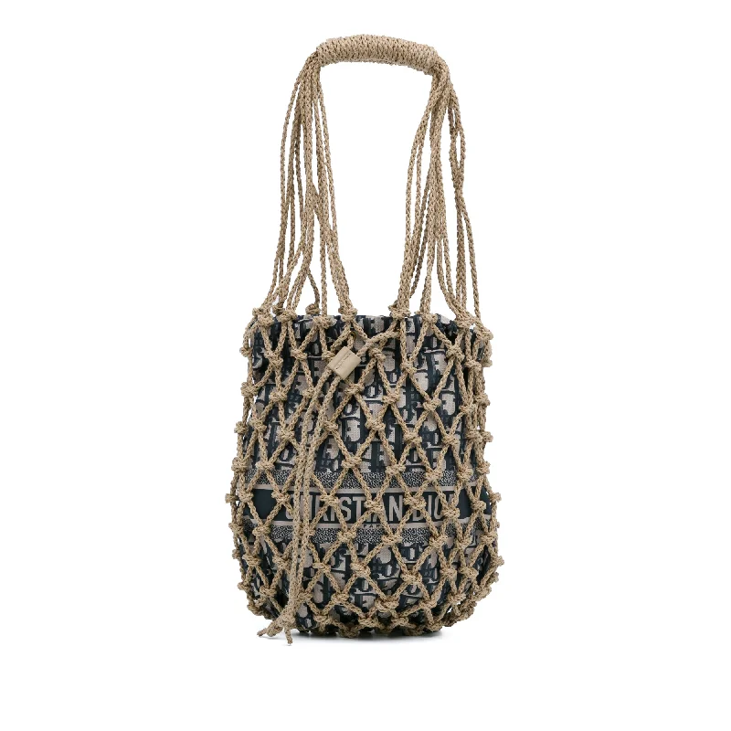 Yves Saint Laurent bags for formal occasionsBrown Dior Woven Rope and Oblique Technical Fabric Net Bag