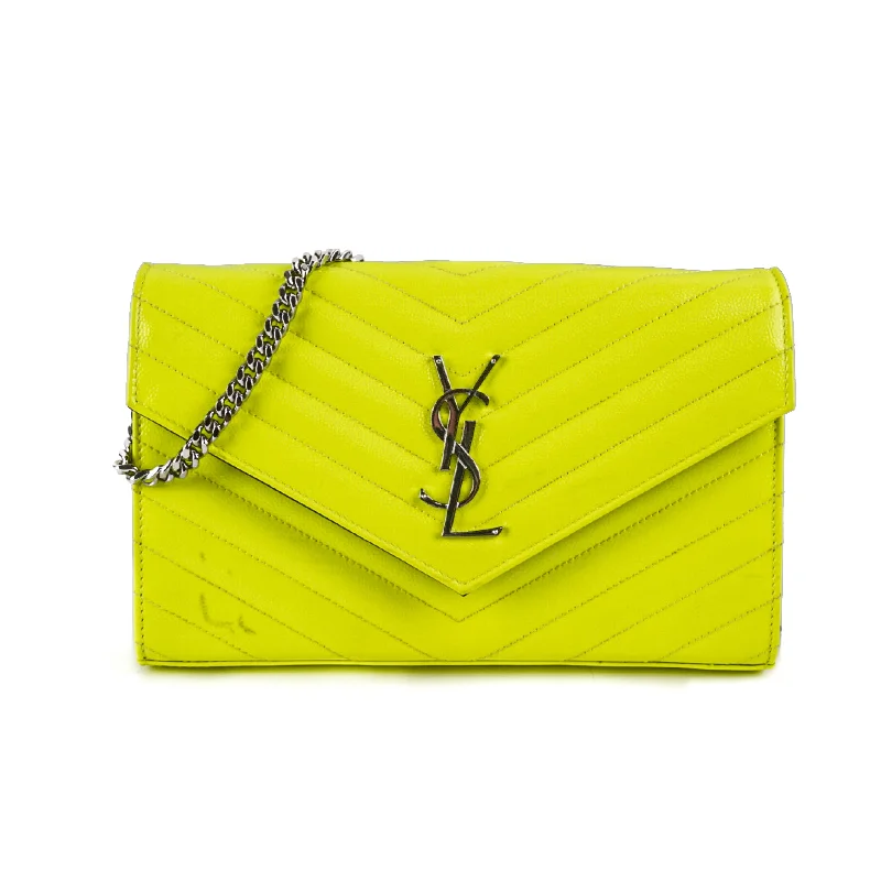 Yves Saint Laurent bags for formal occasionsSaint Laurent Wallet On Chain Neon Yellow