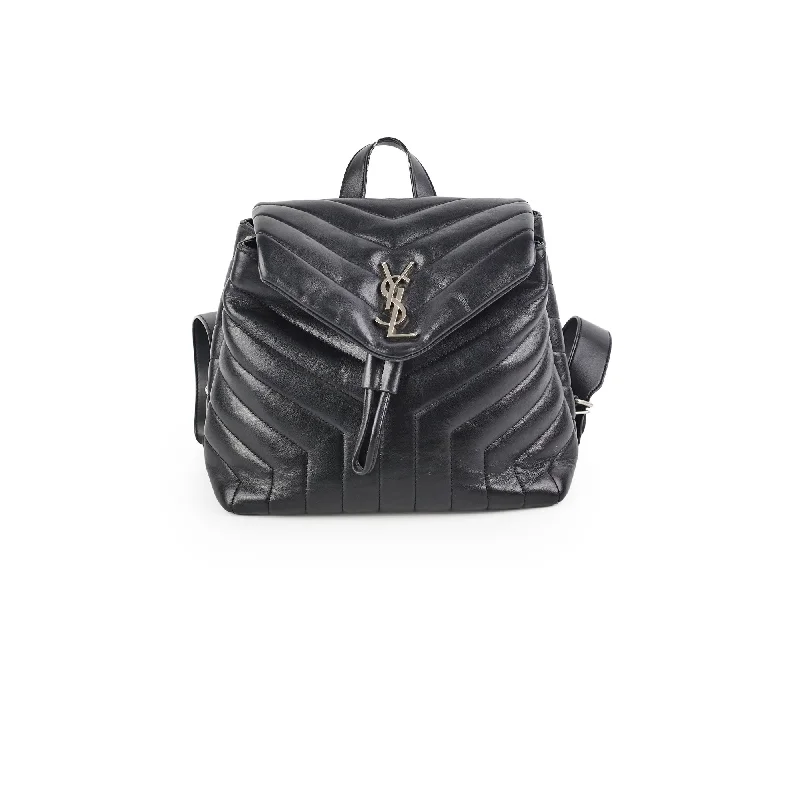 Yves Saint Laurent bags with bold metallic accentsSaint Laurent Lou Small Black Backpack