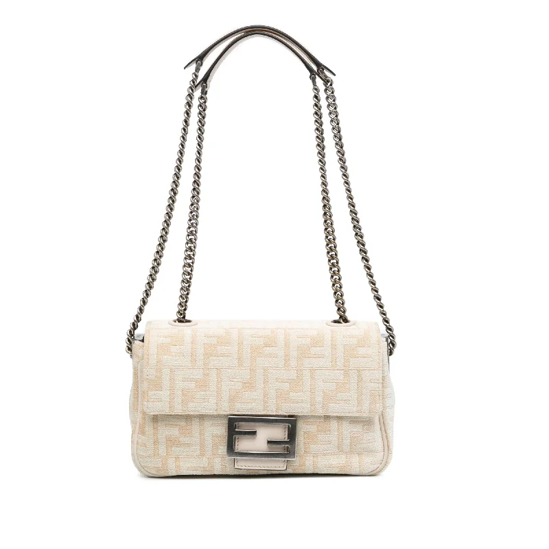 Yves Saint Laurent bags for formal occasionsCream Fendi Zucca Canvas Chain Midi Baguette Shoulder Bag