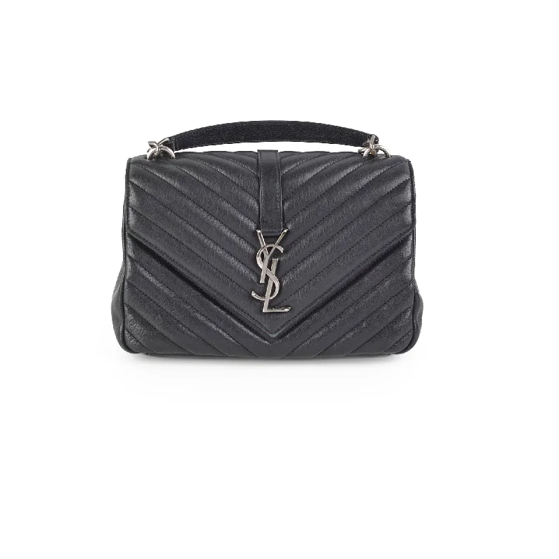 Yves Saint Laurent bags with bold metallic accentsSaint Laurent College Medium Black Bag