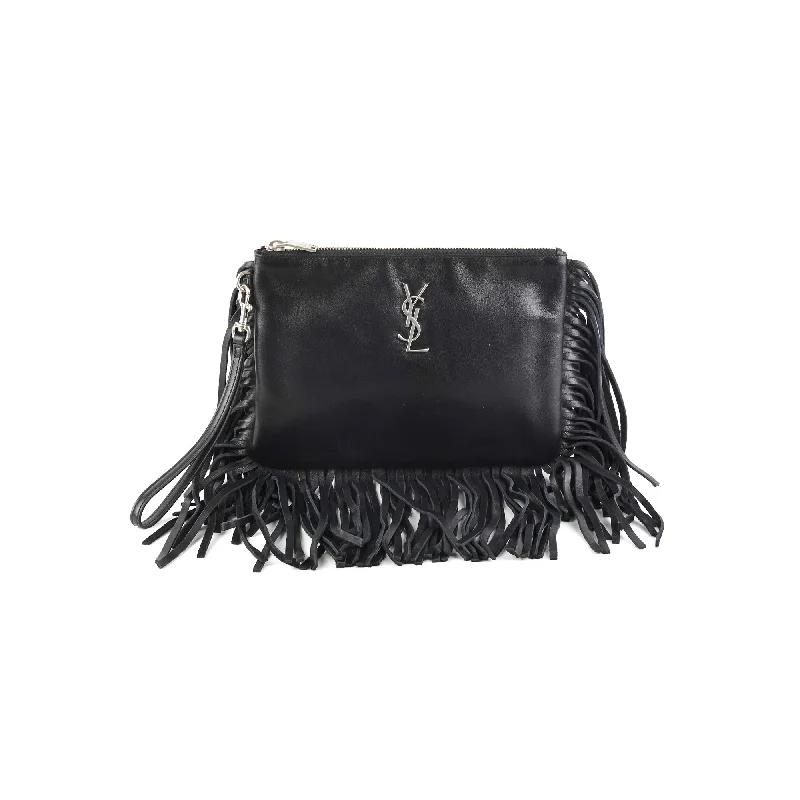 Yves Saint Laurent wallets and matching bagsSaint Laurent Fringe Wristlet Pouch Black