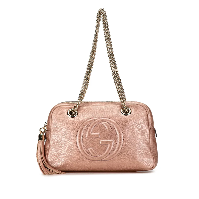 Yves Saint Laurent designer bags with gold hardwarePink Gucci Soho Chain Zip Shoulder Bag