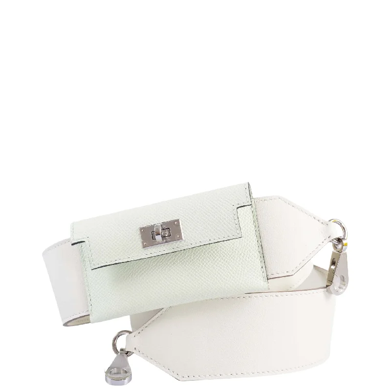 Hermès Kelly Bags with a metal - framed handle for durabilityHermès Bandouliere Kelly Pochette Shoulder Strap Vert Fizz Swift and Mushroom Epsom Palladium hardware