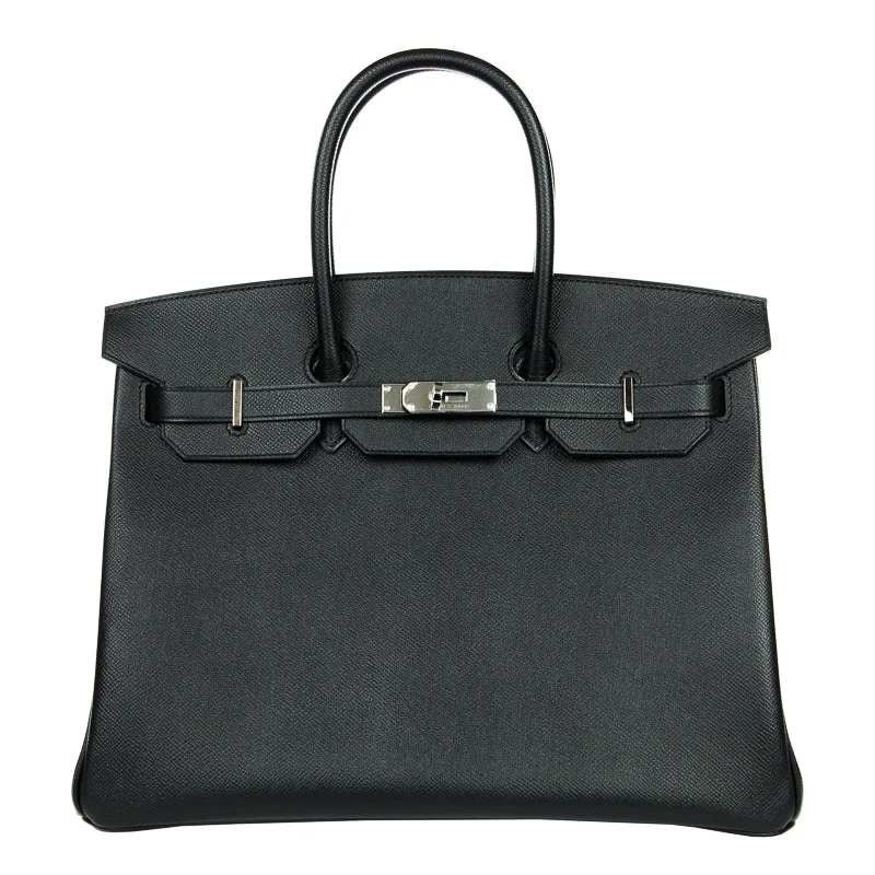 Hermes Birkin Bags with Custom - Engraved Hardware for PersonalizationHermès 35cm Birkin Black Epsom Palladium Hardware