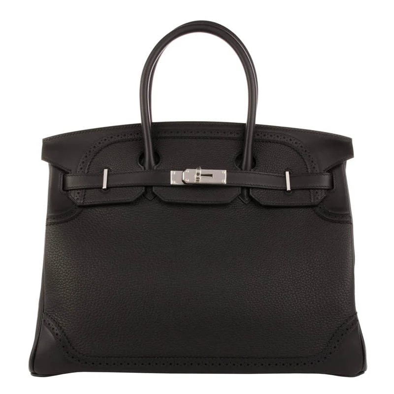 Hermes Birkin Bags with a Removable Interior OrganizerHermès 35cm Birkin Black Ghillies PHW