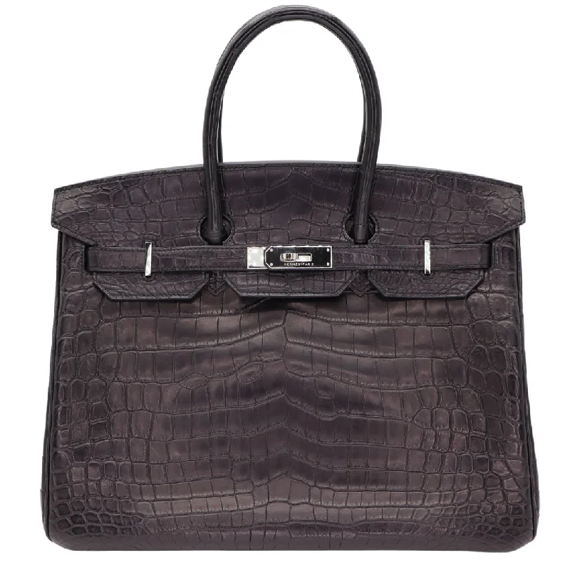 Hermes Birkin Bags with a Detachable Shoulder Pad for ComfortHermès 35cm Birkin Black Matte Niloticus Crocodile Palladium Hardware