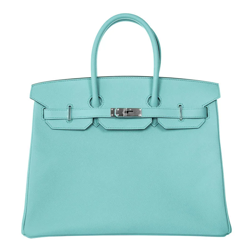 Hermes Birkin Bags with a Hand - Carved Leather DecorationHermès 35cm Birkin Bleu Atoll Epsom PHW