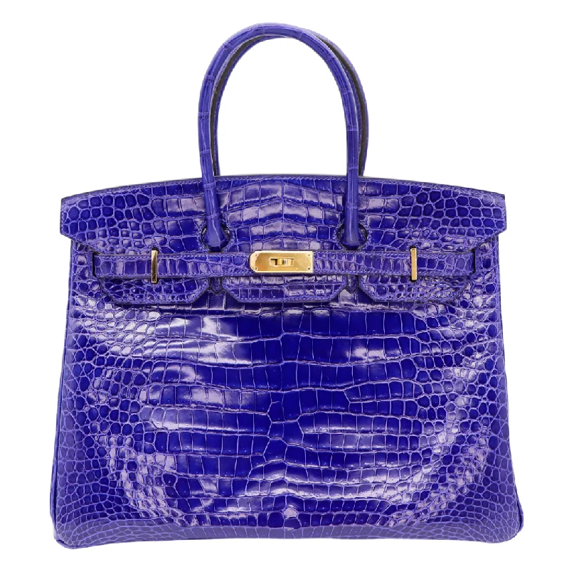 Hermes Birkin Bags in a Rare Lilac Shade for a Stand - Out LookHermès 35cm Birkin Bleu Electrique Shiny Porosus Crocodile Gold Hardware