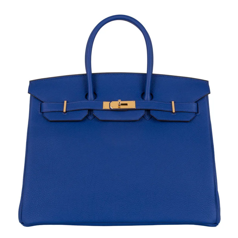 Hermes Birkin Bags with a Textured Taurillon Clemence LeatherHermès 35cm Birkin Bleu Electrique Togo GHW