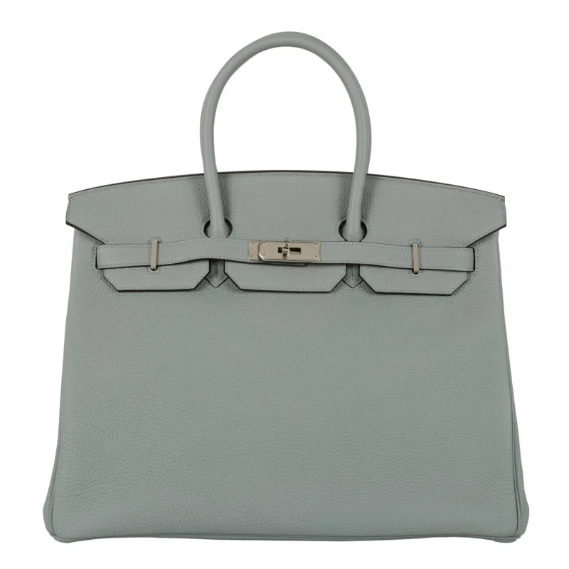 Hermes Birkin Bags with a Snap - Fastened Front Pocket for Easy AccessHermès 35cm Birkin Bleu Glacir Togo PHW