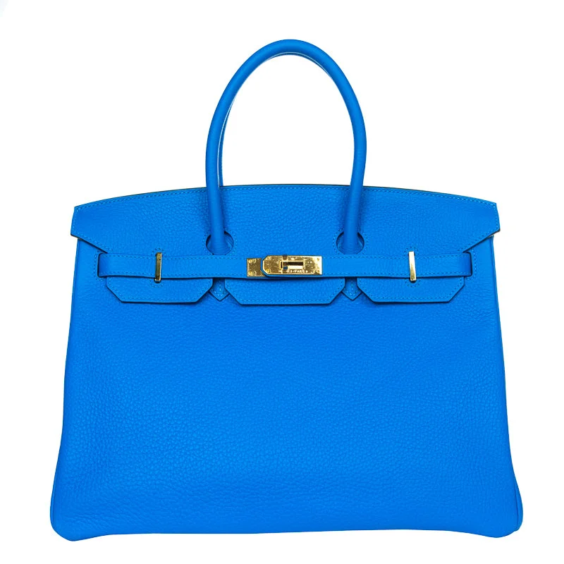 Hermes Birkin Bags with a Removable Coin Purse AttachmentHermès 35cm Birkin Bleu Hydra Clemence GHW