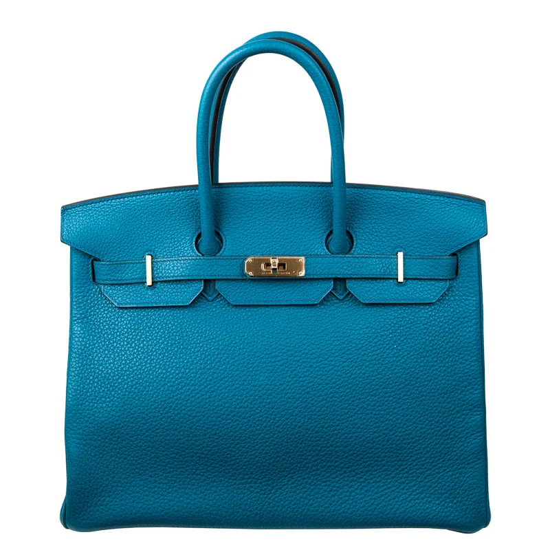 Hermes Birkin Bags with a Detachable Keychain HolderHermès 35cm Birkin Bleu Izmir Clemence GHW