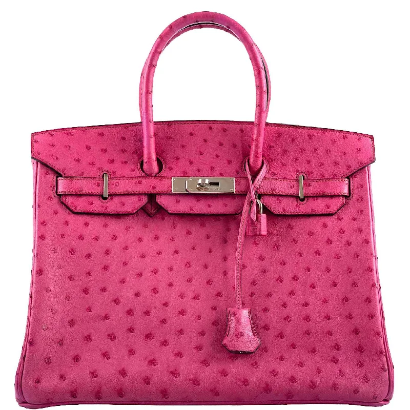 Hermes Birkin Bags with a Detachable Mobile Phone HolderHermès Birkin 35 Fuchsia Ostrich with Palladium Hardware