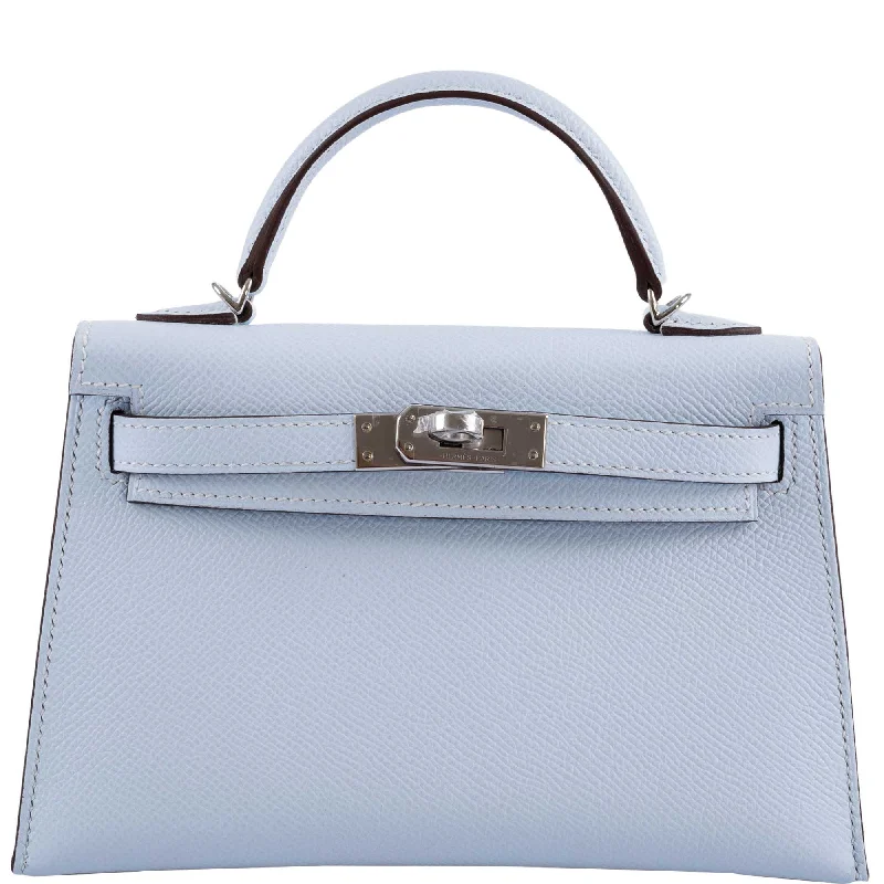 ·Hermès Kelly 20 Mini II Bleu Brume Hydra Epsom Palladium Hardware- 2021, Z