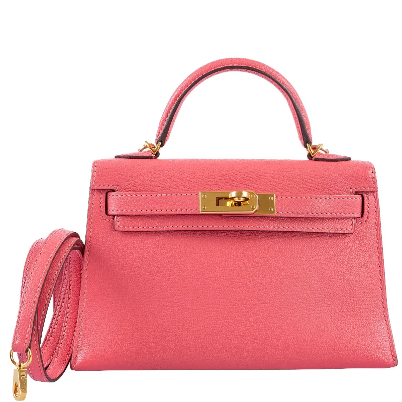 Hermès Kelly Bags with a single - handle design for simplicityHermès Kelly 20 Mini II Sellier Rose Lipstick Chevre Gold Hardware