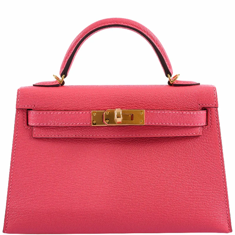 Hermès Kelly Bags in a vibrant electric blue for a pop of colorHermès Kelly 20 Mini II Sellier Rose Lipstick Chevre Gold Hardware