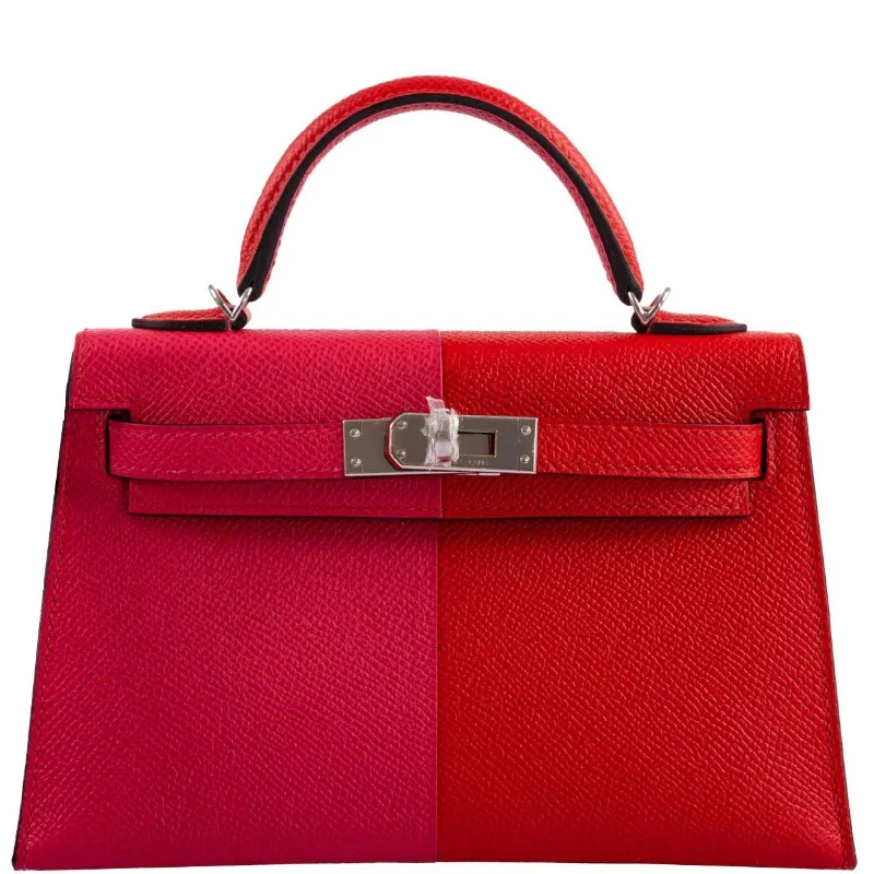 Hermès Kelly Bags with a single - handle design for simplicityHermès Kelly 20 Mini II Sellier Tri-color Rose Extreme, Rouge de Coeur, Bleu Zanzibar Epsom Palladium - 2021, Z