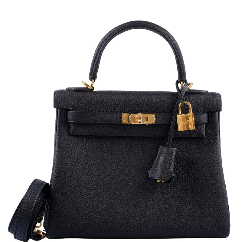 Hermès Kelly Bags in a light sky blue for a refreshing lookHermès Kelly 25 Retourne Black Togo Gold Hardware