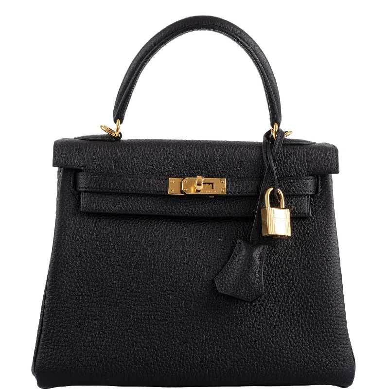 Hermès Kelly Bags in classic black Swift leather for timeless eleganceHermès Kelly 25 Retourne Black Togo Gold Hardware - 2020, Y