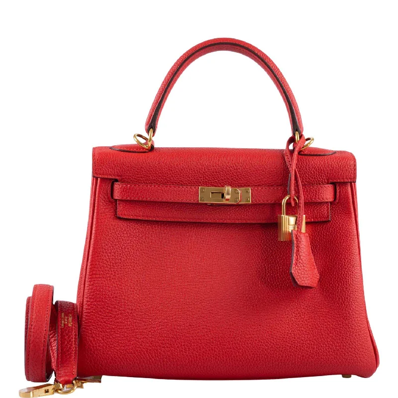 Hermès Kelly Bags with a magnetic - snap closure for easy accessHermès Kelly 25 Retourne Rouge de Coeur Togo with Gold Hardware