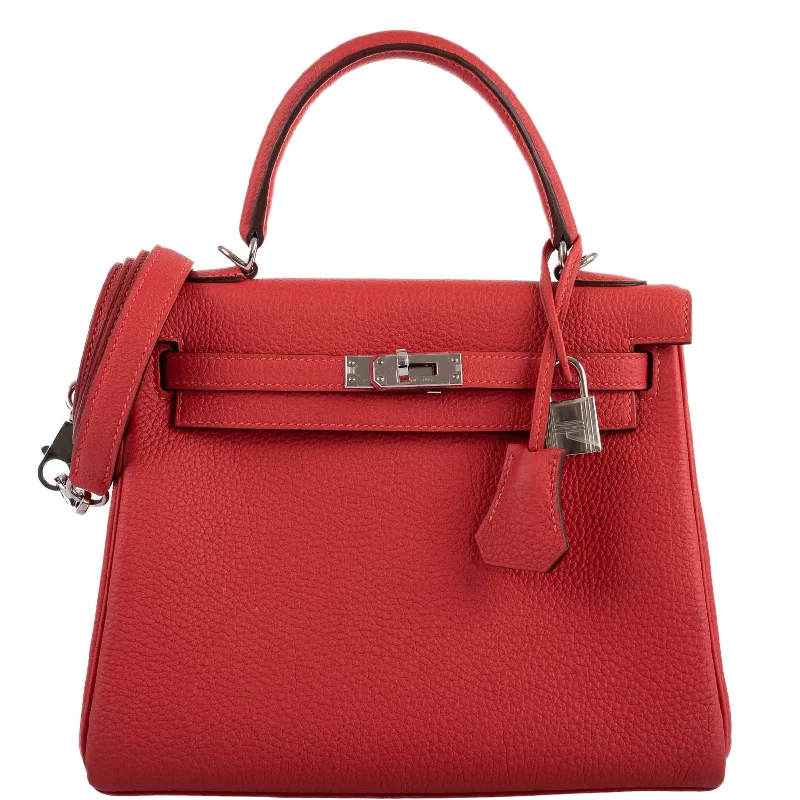 Hermès Kelly Bags in a neutral camel color for a versatile styleHermès Kelly 25 Retourne Rouge Pivoine Togo Palladium Hardware - 2019, D