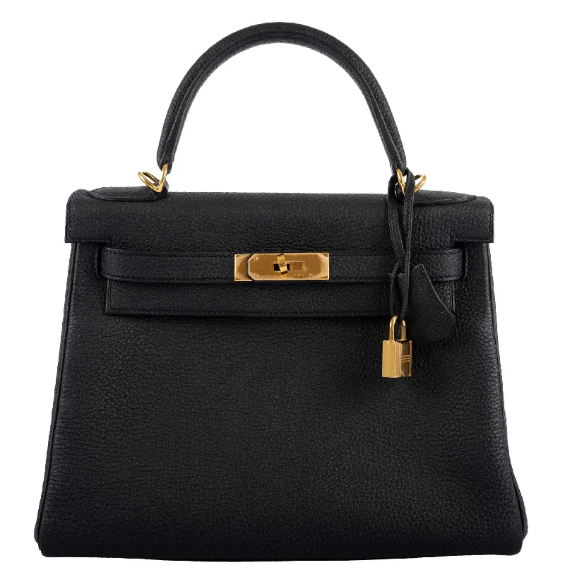 Hermès Kelly Bags with a two - tone leather design for visual interestHermès Kelly 28 Retourne Black Togo with Gold Hardware - 2016, X