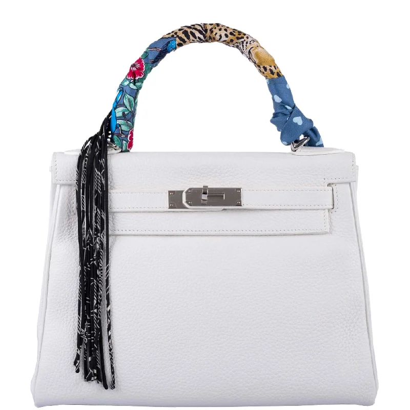 Hermès Kelly Bags with a flap - over closure and turnlock for a classic lookHermès Kelly 28 Retourne White Clemence leather Palladium Hardware - 2016, X