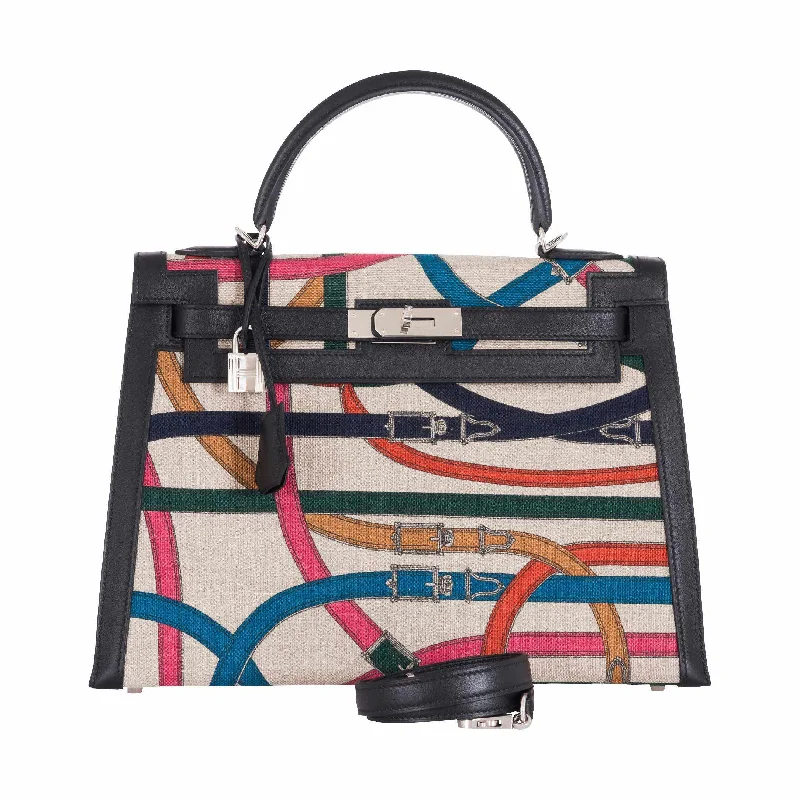 Hermès Kelly Bags with a leather - wrapped turnlock for added eleganceHermès Kelly 32 Selliér Toile De Camp Cavalcadour Limited Edition