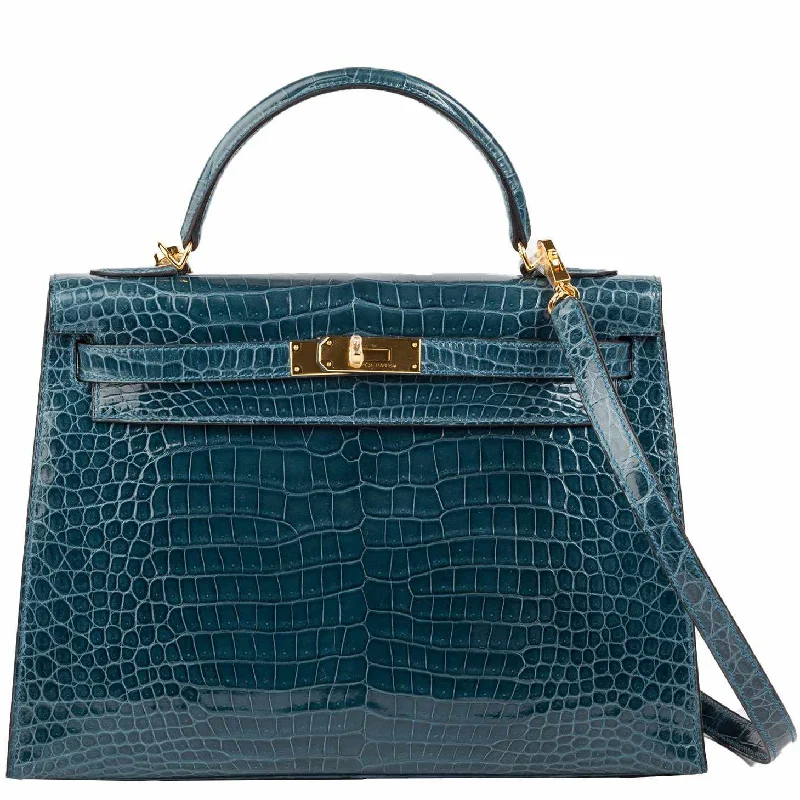 Hermès Kelly Bags with a removable interior dividerHermès Kelly 32 Sellier Blue Roi Porosus Crocodile Gold hardware