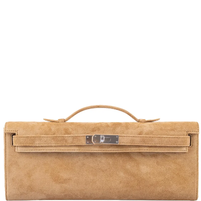 Hermès Kelly Bags with a detachable shoulder strap for versatilityHermès Kelly Cut Ocre Doblis Suede with Palladium Hardware - 2021, Z