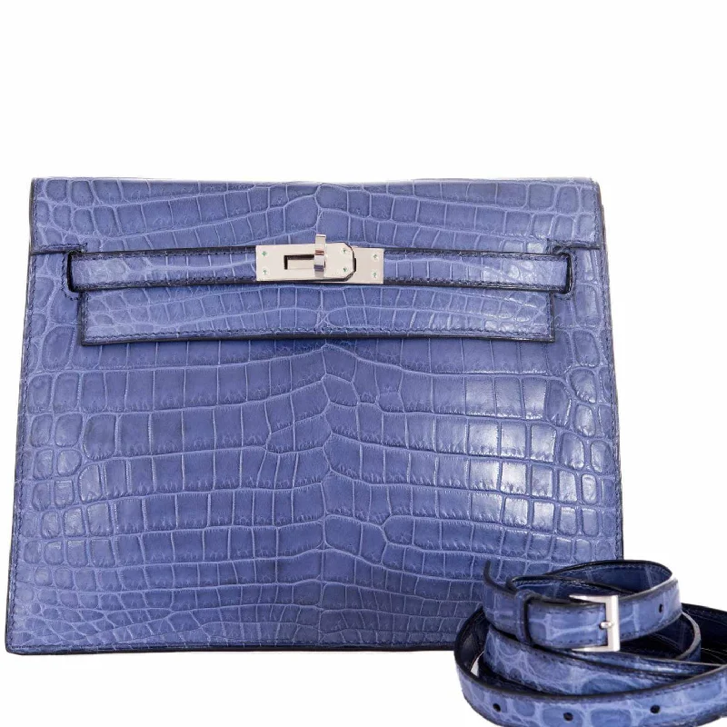 Hermès Kelly Bags with palladium - toned hardware for a modern aestheticHermès Kelly Danse Blue Brighton Niloticus Crocodile Palladium Hardware