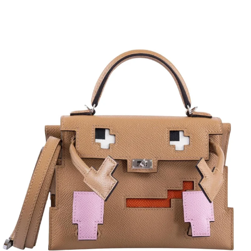 Hermès Kelly Bags in a bold tomato red for a fashion - forward statementHermès Picto Kelly Doll Quelle Idole Chai, Mauve Sylvestre, Bleu Celeste and Terre Battue Epsom Palladium Hardware