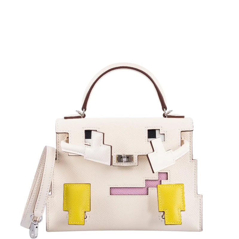 Hermès Kelly Bags with a contrast - colored interior liningHermès Picto Kelly Doll Quelle Idole Nata, Mauve Sylvestre, Chai and Lime Epsom Palladium Hardware