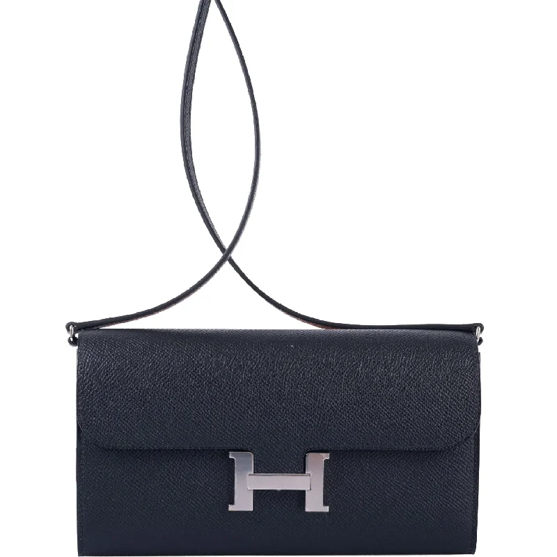 Hermès Kelly Bags with a single - handle design for simplicityHermès Kelly Longue Wallet Black Epsom Palladium Hardware