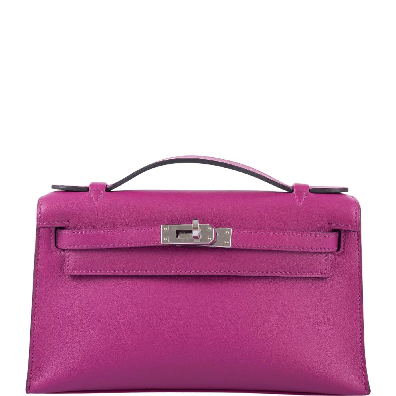 ·Hermès Kelly Mini Pochette Rose Pourpre Swift Palladium Hardware