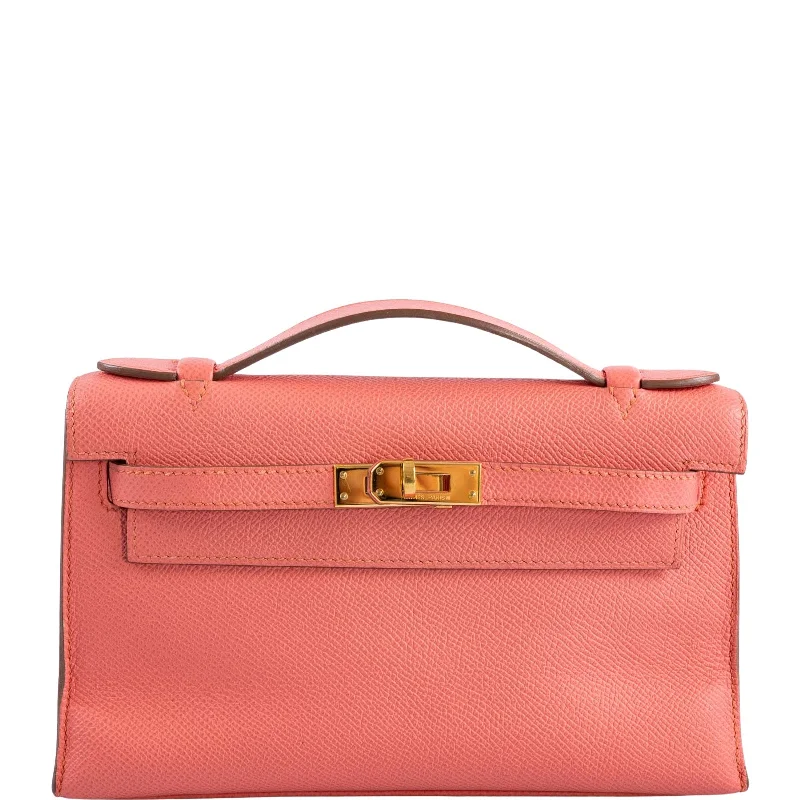 Hermès Kelly Bags made of exotic alligator leather for ultimate luxuryHermès Kelly Pochette Flamingo Epsom Gold Hardware