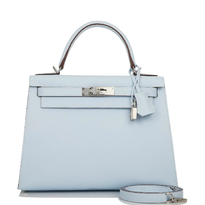 Hermès Kelly Bags with a removable interior dividerHermes Kelly Sellier 28 Bleu Brume Epsom Palladium Hardware