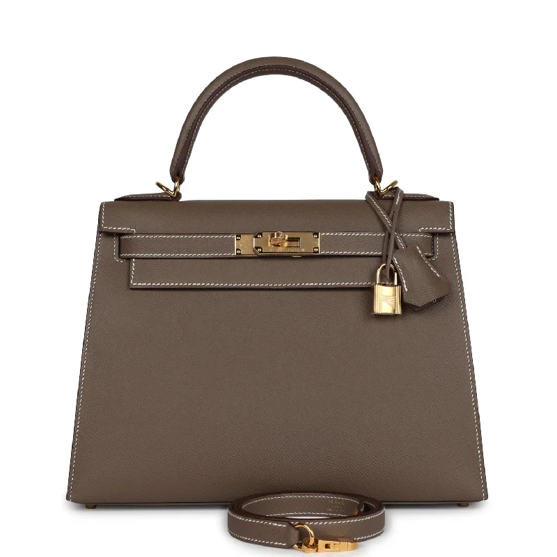 Hermès Kelly Bags in a warm terracotta color for a unique styleHermes Kelly Sellier 28 Etoupe Epsom Gold Hardware