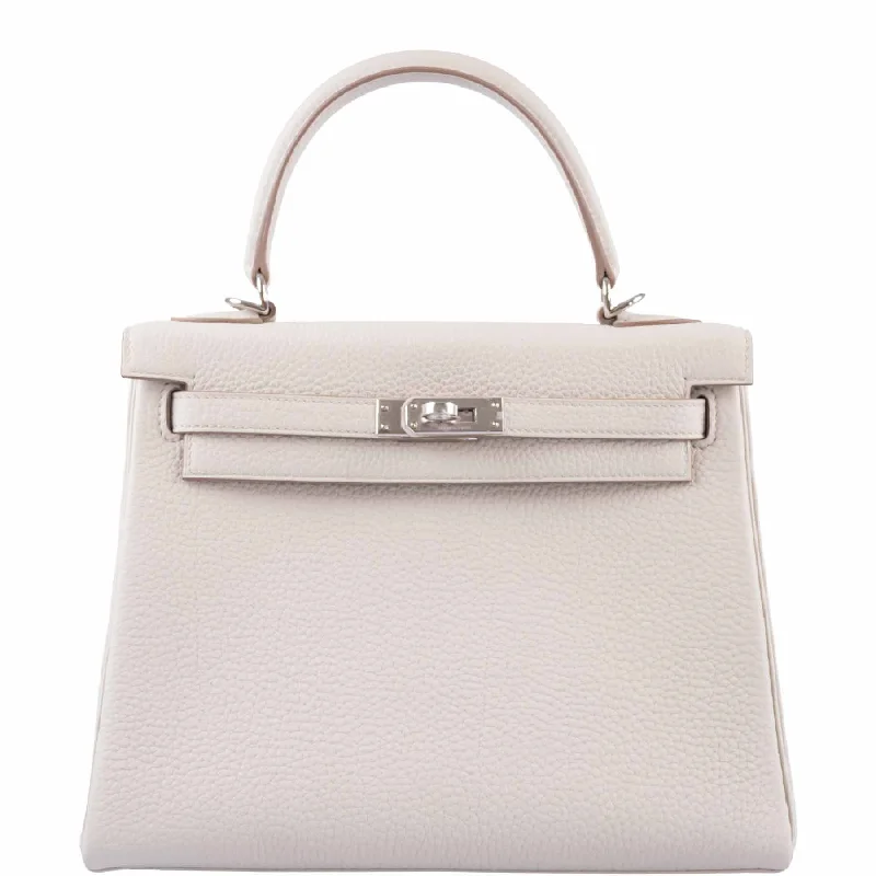 Hermès Kelly Bags in a neutral camel color for a versatile styleHermès Kelly 25 Retourne Beton Togo Palladium Hardware