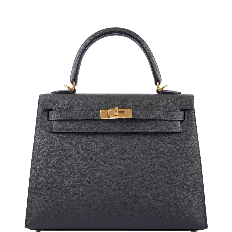 Hermès Kelly Bags with a flap - over closure and turnlock for a classic lookHermès Kelly 25 Sellier Graphite Madame Palladium Hardware